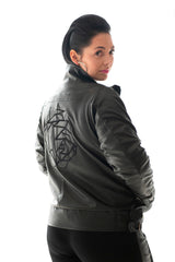 BIKER ROSE JACKET - BLACK
