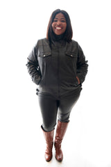 BIKER ROSE JACKET - BLACK