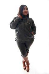 BIKER ROSE JACKET - BLACK