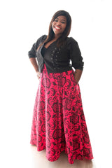 side view of a Model wearing our black bolera lace up jacket