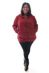 HOODIE PANEL KNIT - BURGUNDY