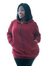 HOODIE PANEL KNIT - BURGUNDY