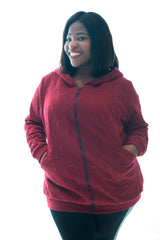 HOODIE PANEL KNIT - BURGUNDY