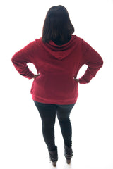 HOODIE PANEL KNIT - BURGUNDY