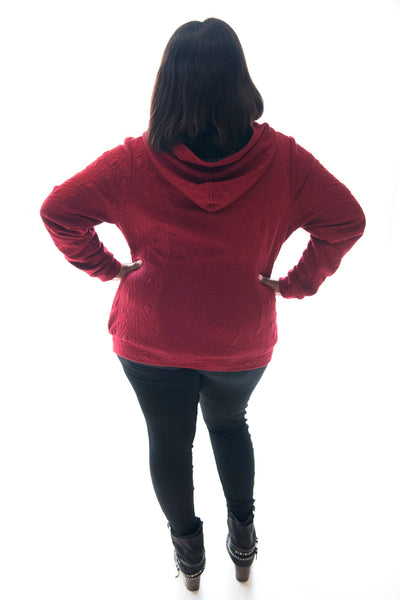 HOODIE PANEL KNIT - BURGUNDY