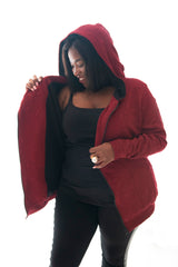 HOODIE PANEL KNIT - BURGUNDY