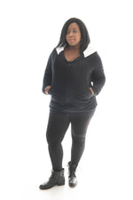 BLACK PANEL HOODIE - LINED