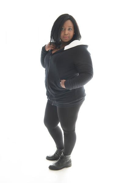BLACK PANEL HOODIE - LINED