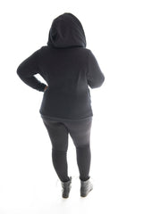 BLACK PANEL HOODIE - LINED