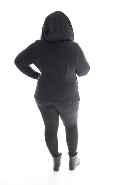 BLACK PANEL HOODIE - LINED