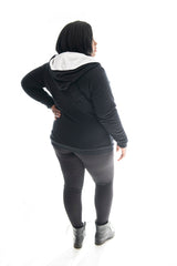 BLACK PANEL HOODIE - LINED