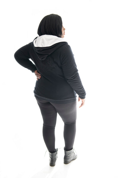 BLACK PANEL HOODIE - LINED