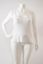 front view of white cami with inner support on the mannequin