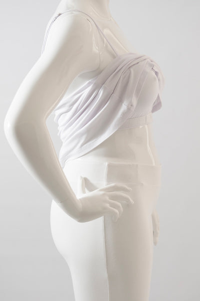 bust side view of white cami with inner support on the mannequin