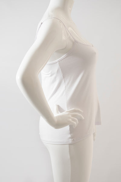 side view of white cami with inner support on the mannequin