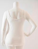 back view of white cami with plain neck on the mannequin