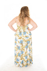 NAOMI DRESS - BLUE/WHITE FLORAL PRINT