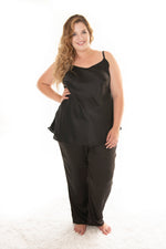 PJ PANTS LONG SATIN - BLACK