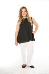 PETER PAN SLEEVELESS BLOUSE - BLACK