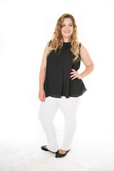 PETER PAN SLEEVELESS BLOUSE - BLACK