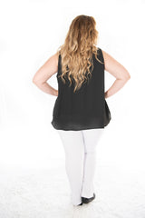 PETER PAN SLEEVELESS BLOUSE - BLACK