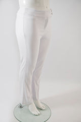 side view of our white bootleg pants on the mannequin