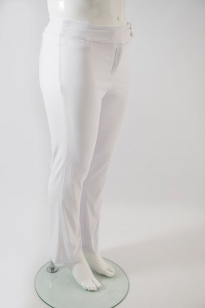 side view of our white bootleg pants on the mannequin