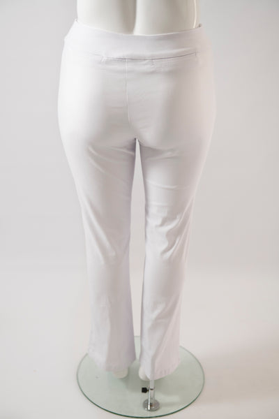back view of our white bootleg pants on the mannequin