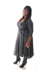 PENNY LANE MIDI DRESS - GREY