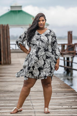 HANNAH SHIRT DRESS - LEAFPRINT
