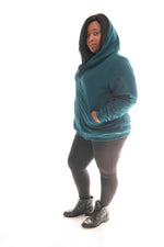 HOODIE RELAXED FIT EMBOSSED - TEAL