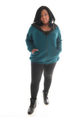 HOODIE RELAXED FIT EMBOSSED - TEAL