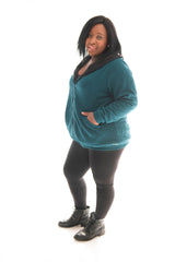 HOODIE RELAXED FIT EMBOSSED - TEAL