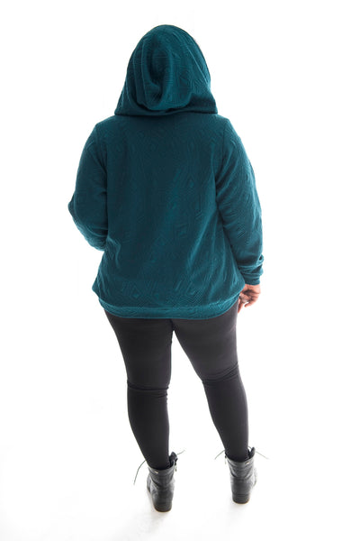 HOODIE RELAXED FIT EMBOSSED - TEAL