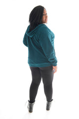 HOODIE RELAXED FIT EMBOSSED - TEAL