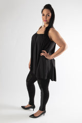 LACE & PLEATHER LEGGINGS - BLACK