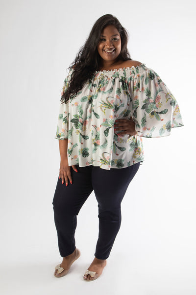 MARY ROSE OFFSHOULDER TOP – WHITE FLORAL