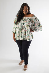 MARY ROSE OFFSHOULDER TOP – WHITE FLORAL