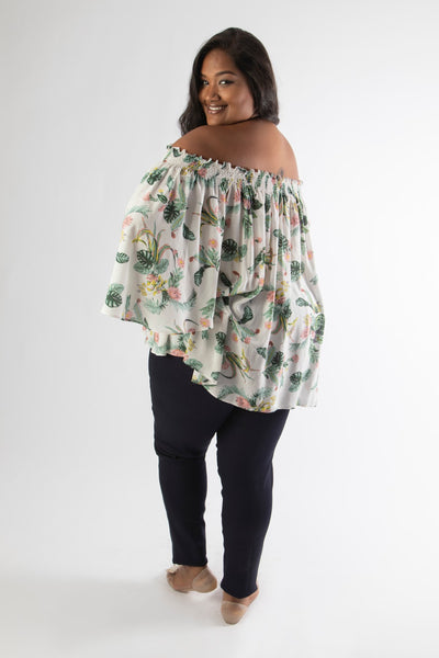 MARY ROSE OFFSHOULDER TOP – WHITE FLORAL