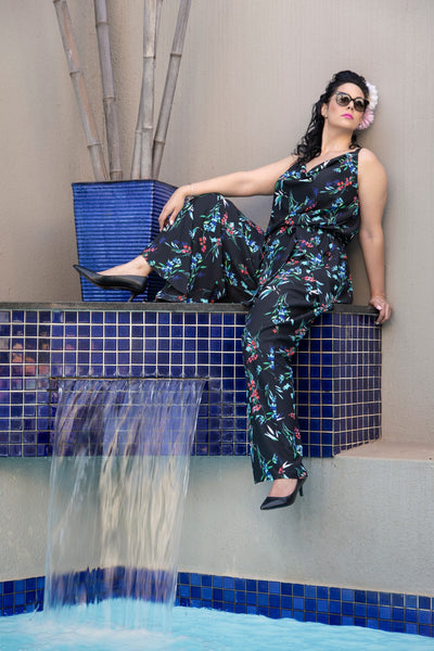 MATISSE JUMPSUIT – BLACK FLORAL PRINT