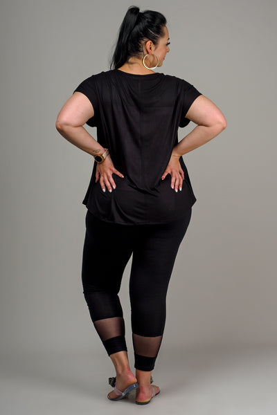 MESH INSERT LEGGING - BLACK