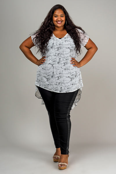 DUBLIN TOP - BLACK/WHITE MARBLE