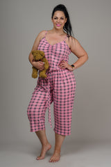 ¾ PJ PANTS – PINK TARTAN