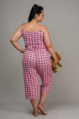 ¾ PJ PANTS – PINK TARTAN