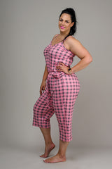 ¾ PJ PANTS – PINK TARTAN