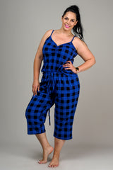 ¾ PJ PANTS – COBALT TARTAN