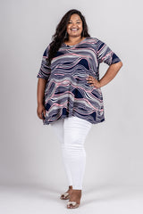 DAISY TOP - NAVY/PINK PRINT