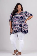 DAISY TOP - NAVY/PINK PRINT