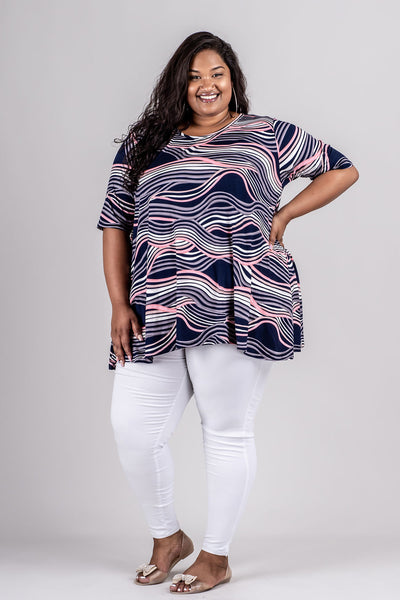 DAISY TOP - NAVY/PINK PRINT