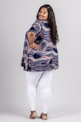 DAISY TOP - NAVY/PINK PRINT